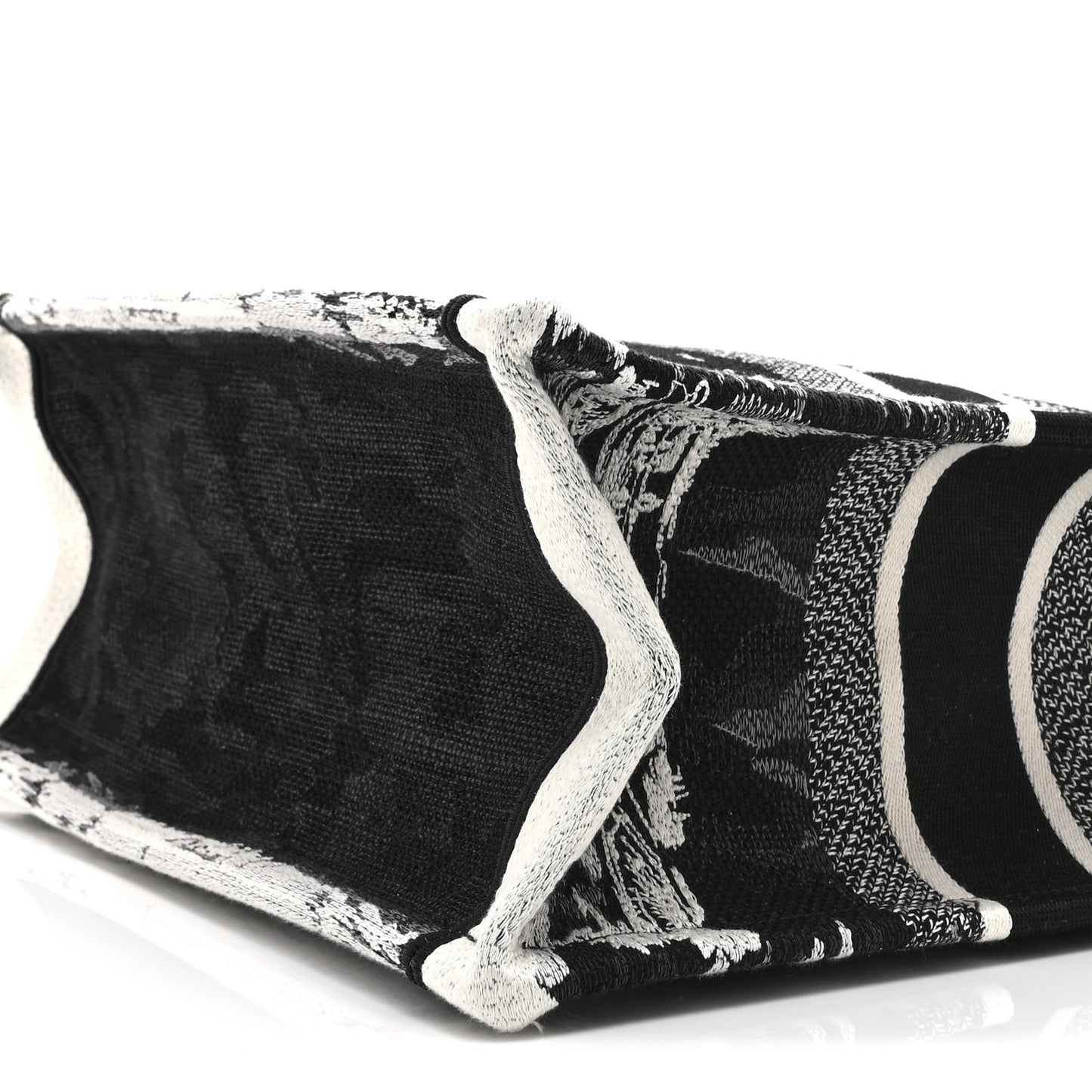 Canvas Embroidered Medium Paris Book Tote Black White