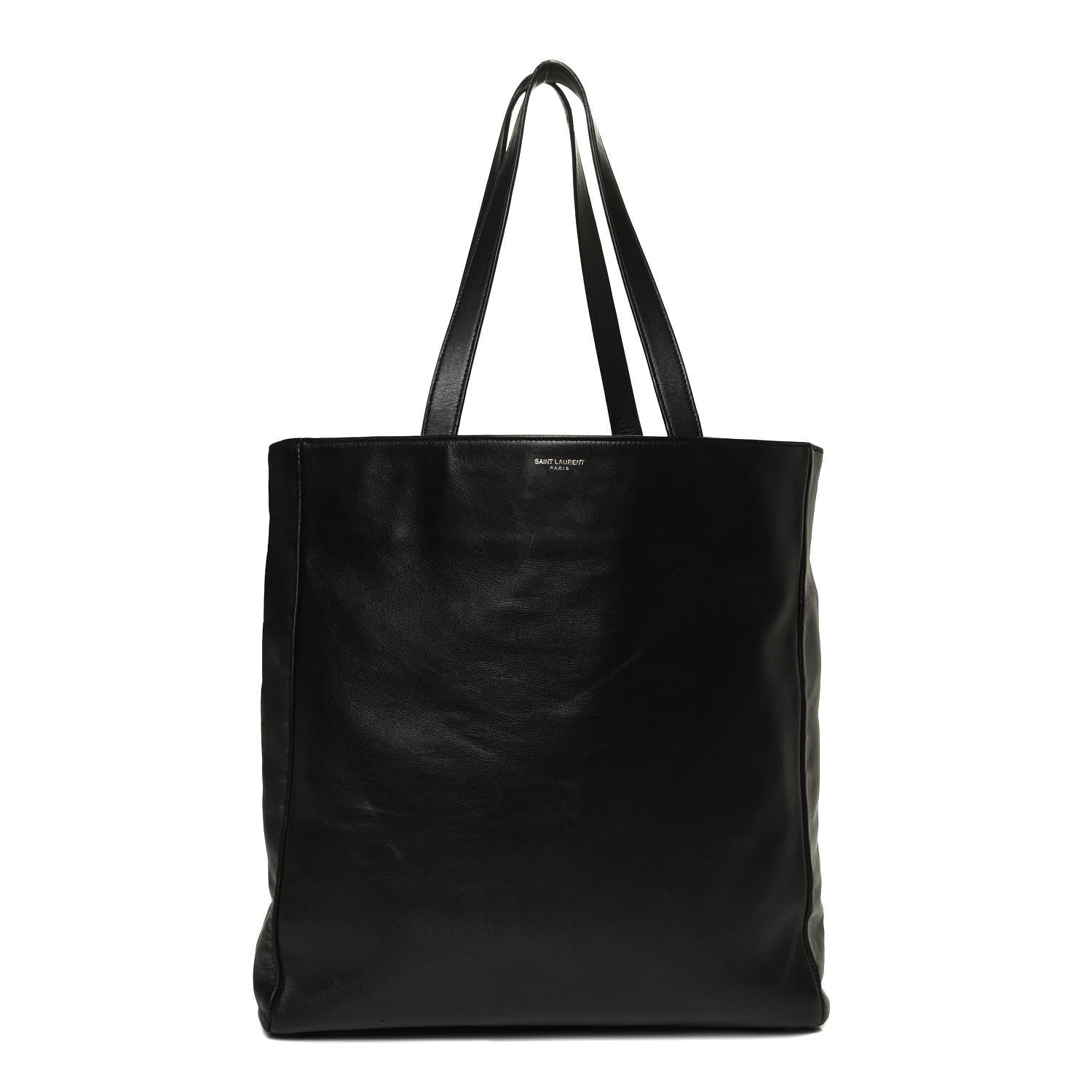 Saint Laurent Calfskin Canvas North South Reversible Shopping Tote Black 2 of 15