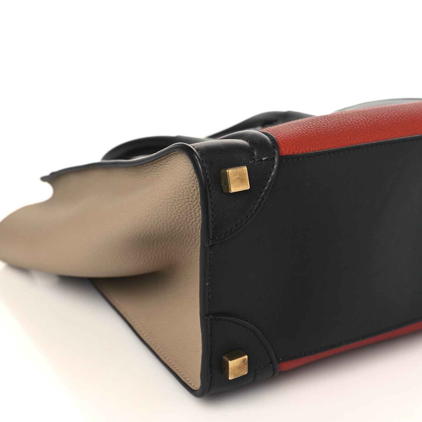 Drummed Calfskin Micro Tri-Color Luggage Rust