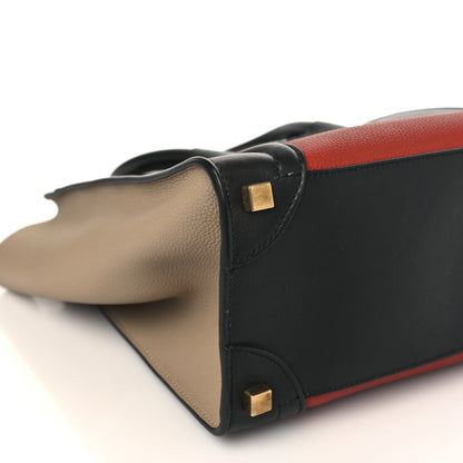 Celine Drummed Calfskin Micro Tri-Color Luggage Rust 7 of 8