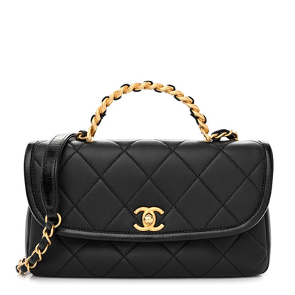Chanel Lambskin Quilted Small La Parisienne Top Handle Flap Black 1 of 10