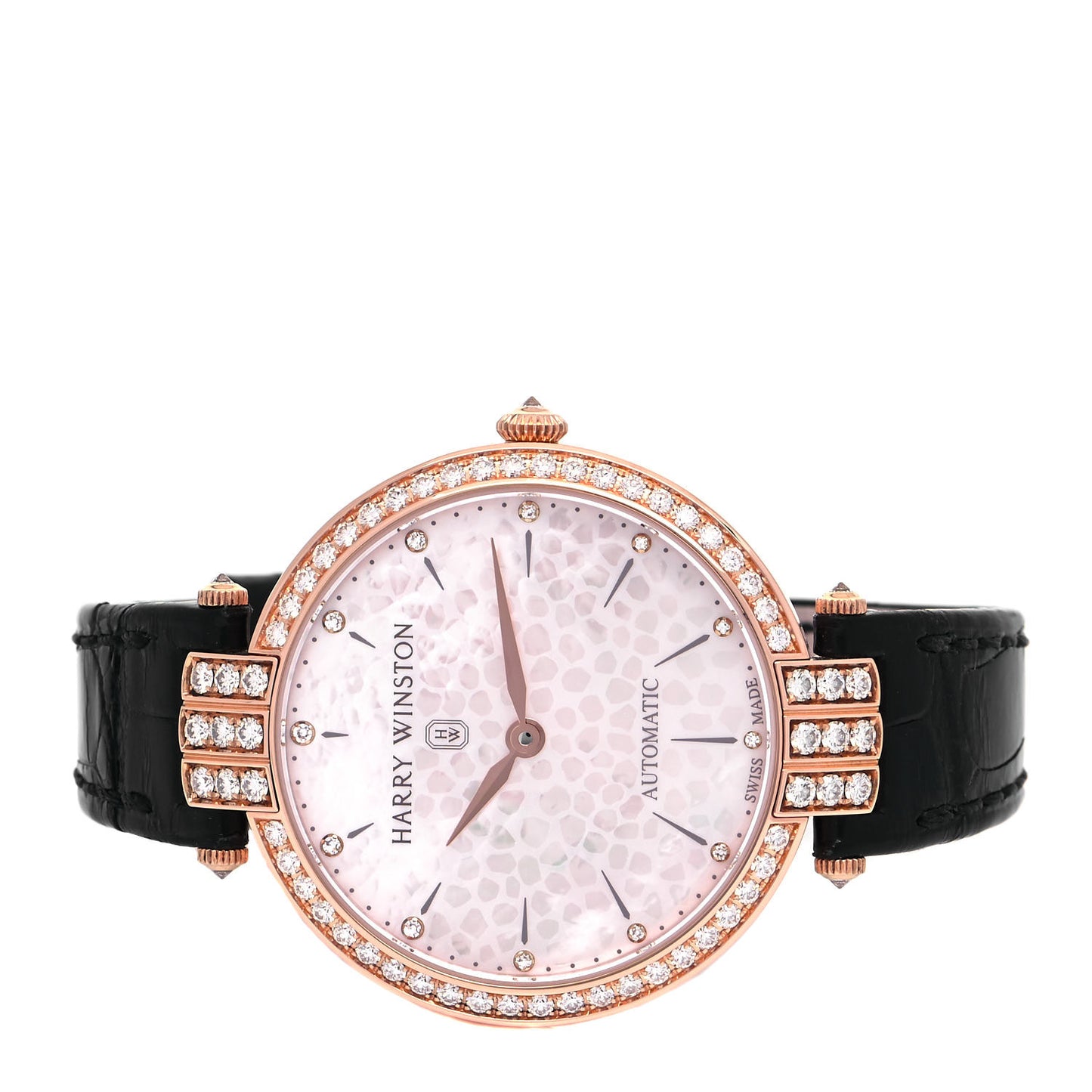 18K Rose Gold Alligator Diamond Bezel Mother of Pearl Premier 36mm Automatic Watch