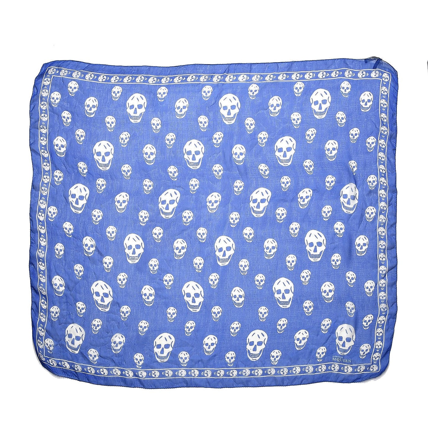 Silk Chiffon Skull Scarf Blue
