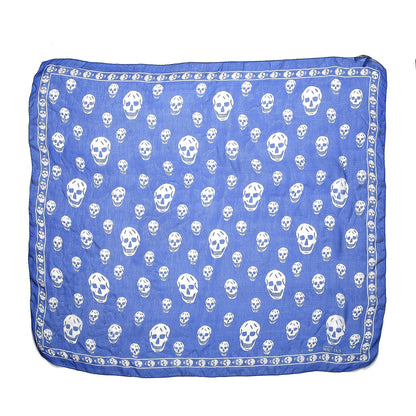 Alexander McQueen Silk Chiffon Skull Scarf Blue 3 of 7