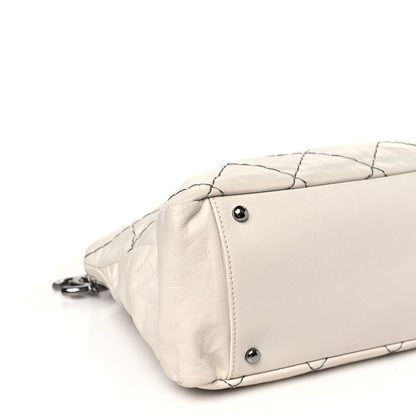 Chanel Aged Calfskin Double Contrast Stitch Hobo Bag Ivory 9 of 13