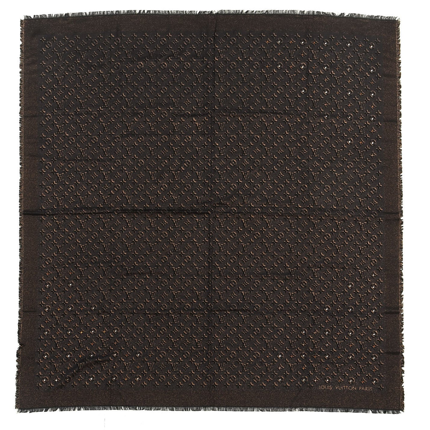 Louis Vuitton Silk Lurex Wool Shiny Monogram Shawl Black 1 of 3