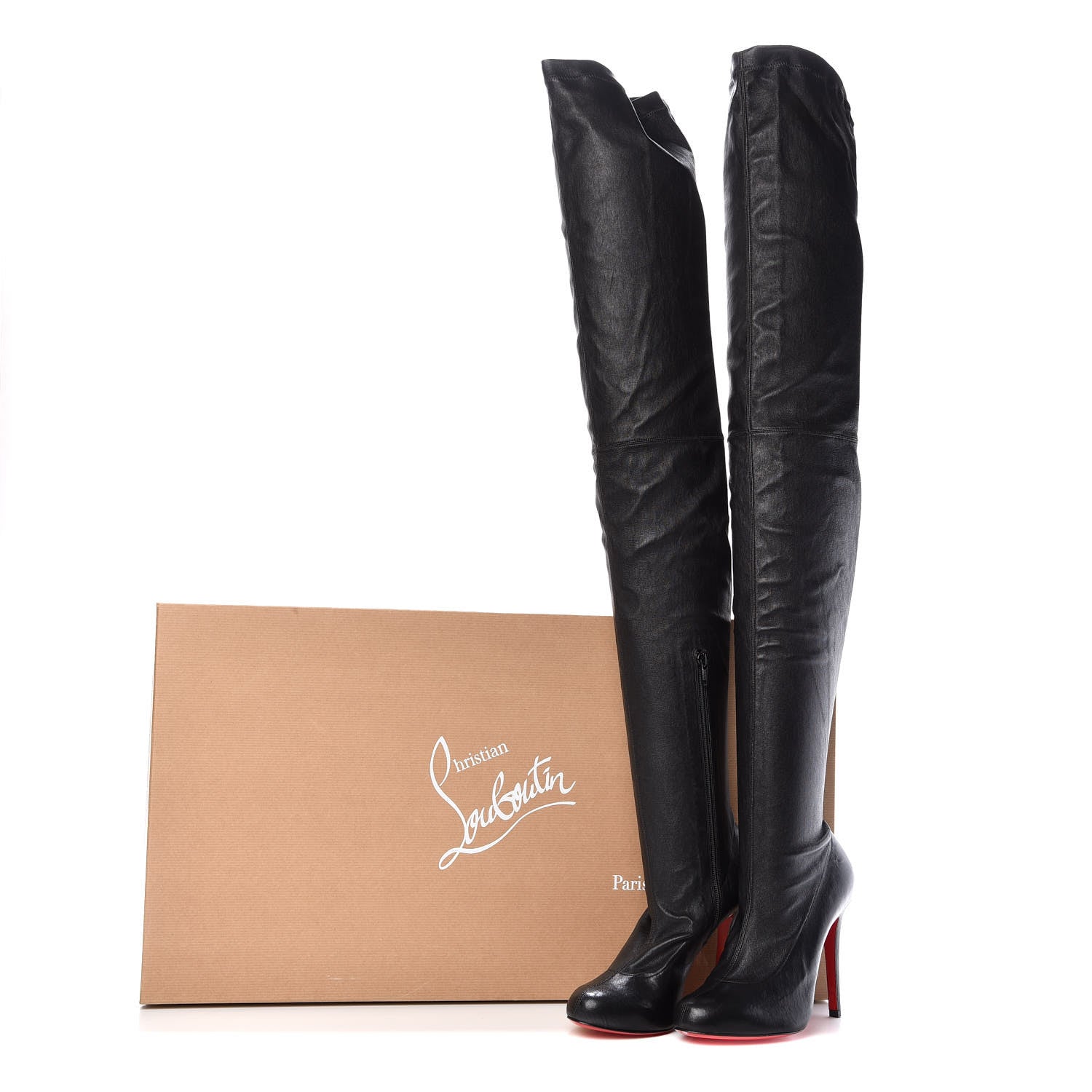 Christian Louboutin Nappa Stretch Lousie X 100 Over The Knee Boots 37 Black 11 of 11
