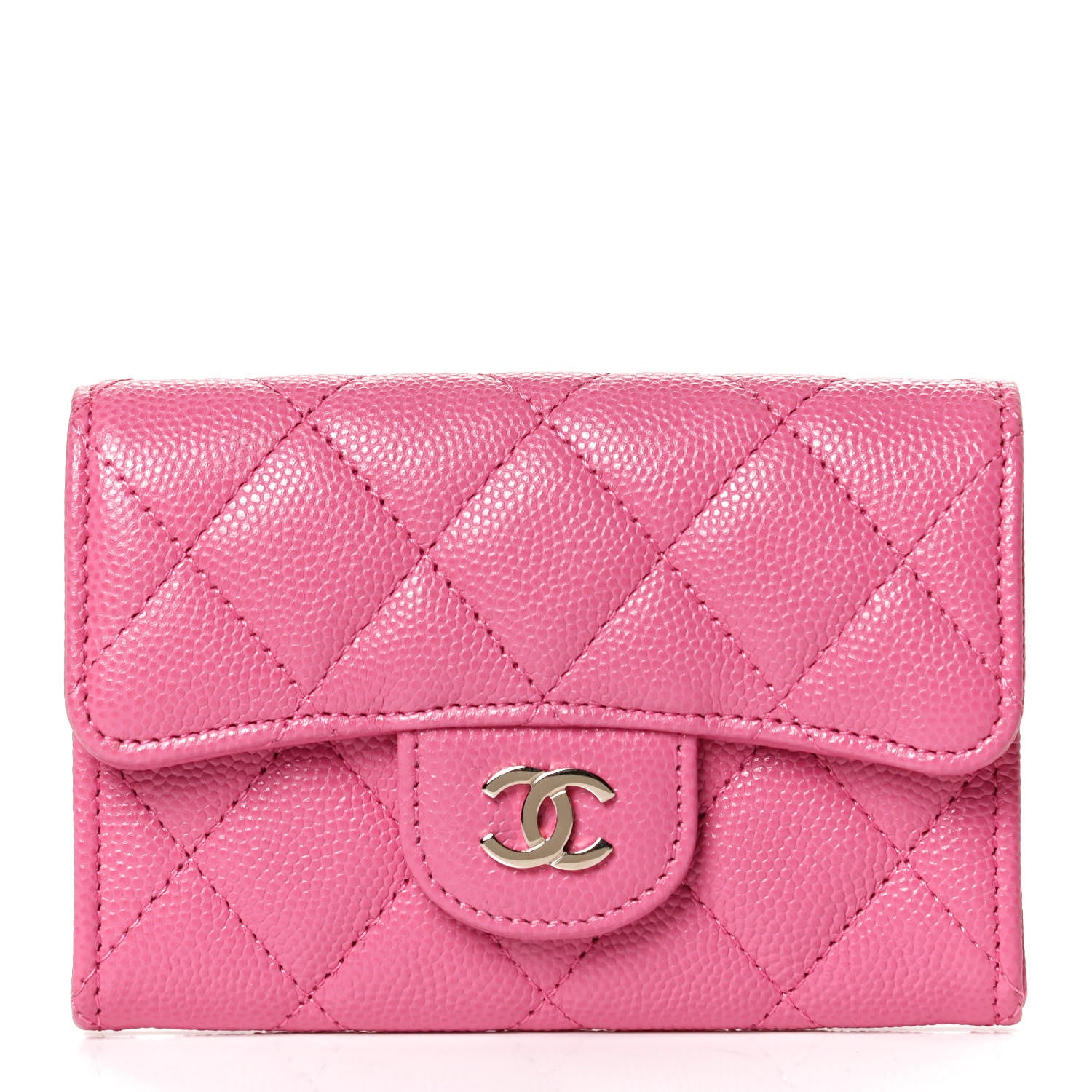 Chanel Caviar Quilted Flap Card Holder Wallet Pink 1 of 12