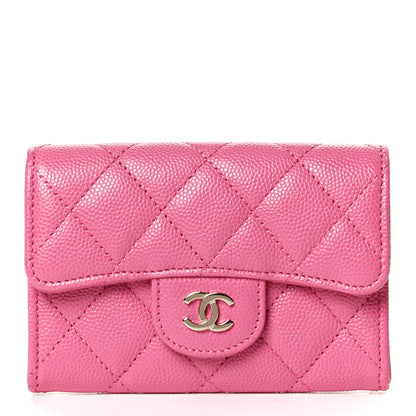 Chanel Caviar Quilted Flap Card Holder Wallet Pink 1 of 12