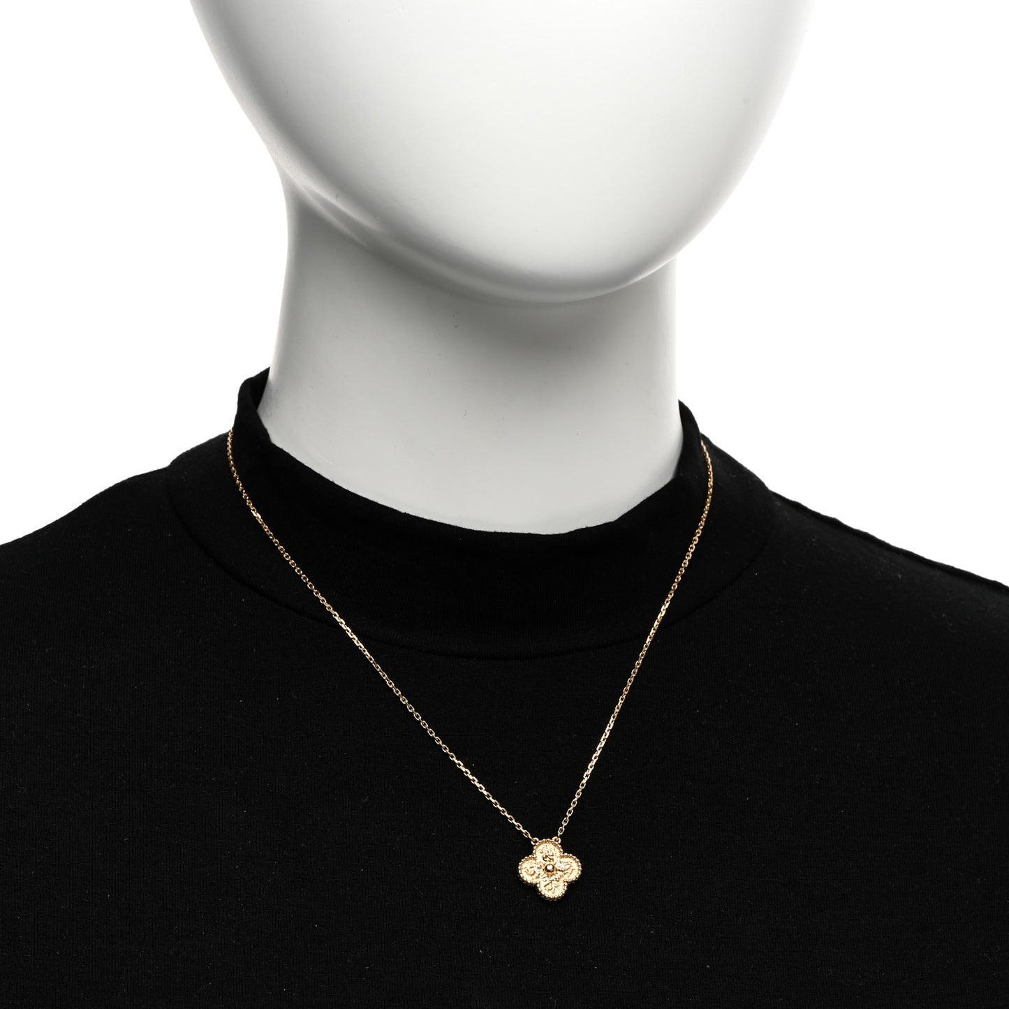 VAN CLEEF & ARPELS 18K Yellow Gold Vintage Alhambra Pendant Necklace