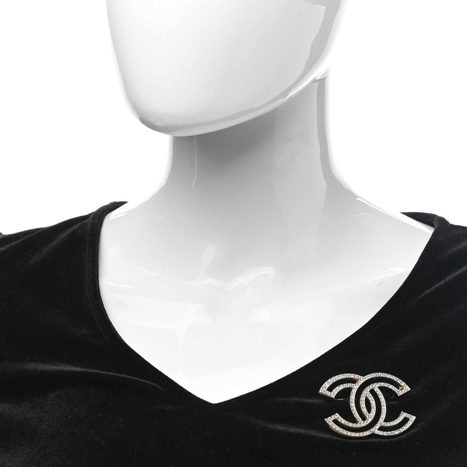 Chanel Crystal CC Brooch Light Gold 2 of 5