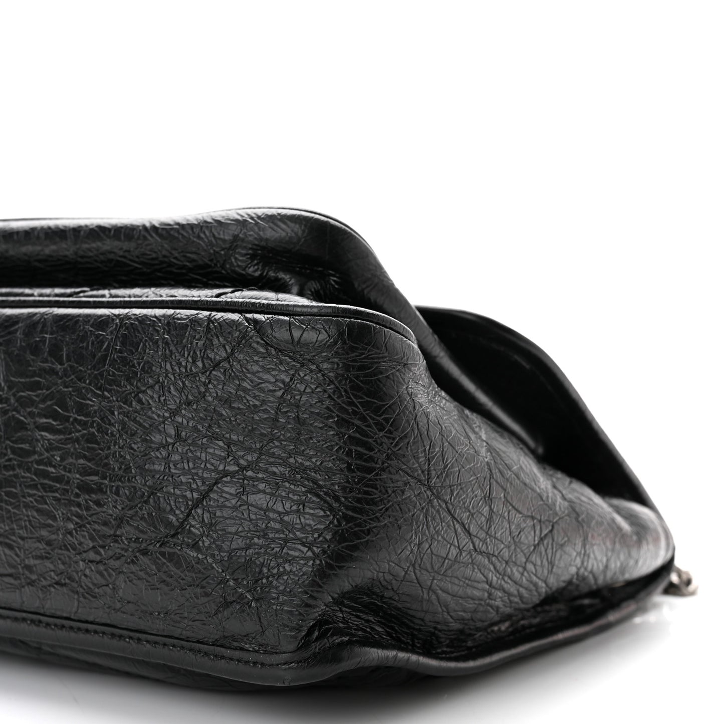 Crinkled Calfskin Matelasse Monogram Medium Niki Chain Satchel Black