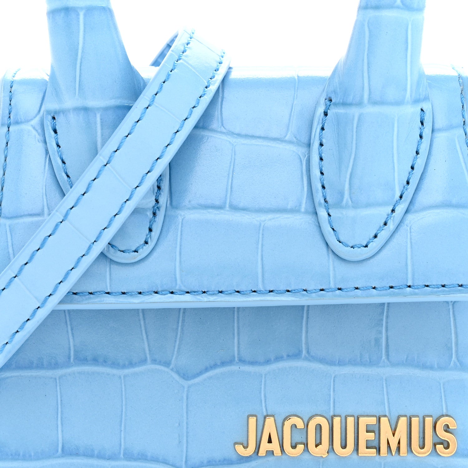 Jacquemus Calfskin Crocodile Embossed Le Chiquito Blue 7 of 9