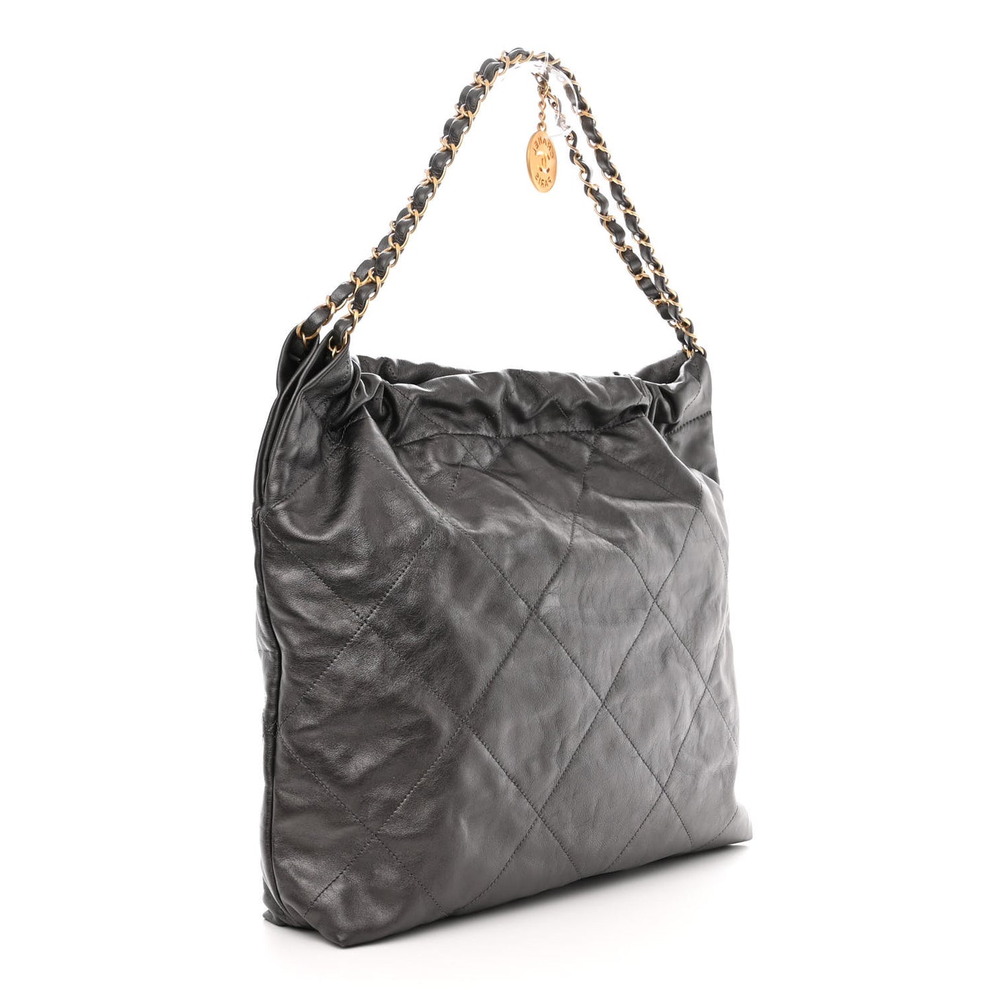 Metallic Calfskin Quilted Chanel 22 Ruthenium