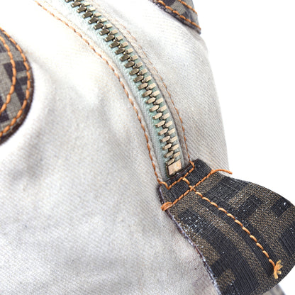 Fendi Canvas Zucca Zucchino Spalmati Mixed Media Boston White Mogano Panna 13 of 14