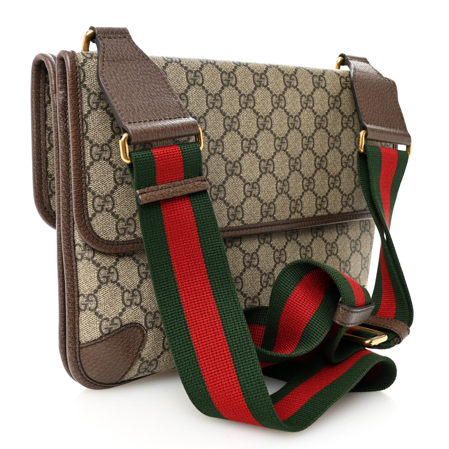 Gucci GG Supreme Monogram Web Neo Vintage Double Flap Messenger Bag Beige New Acero 3 of 10