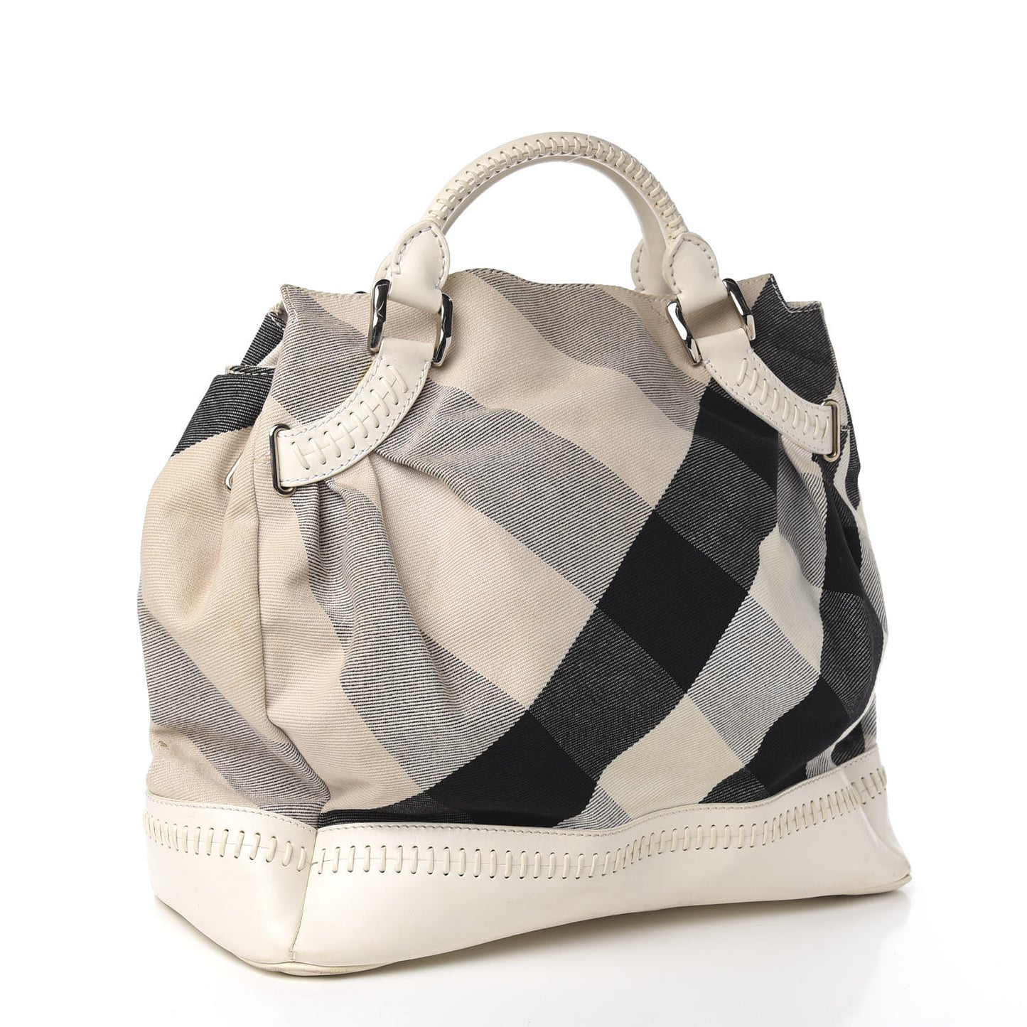 Canvas Mega Check Satchel White