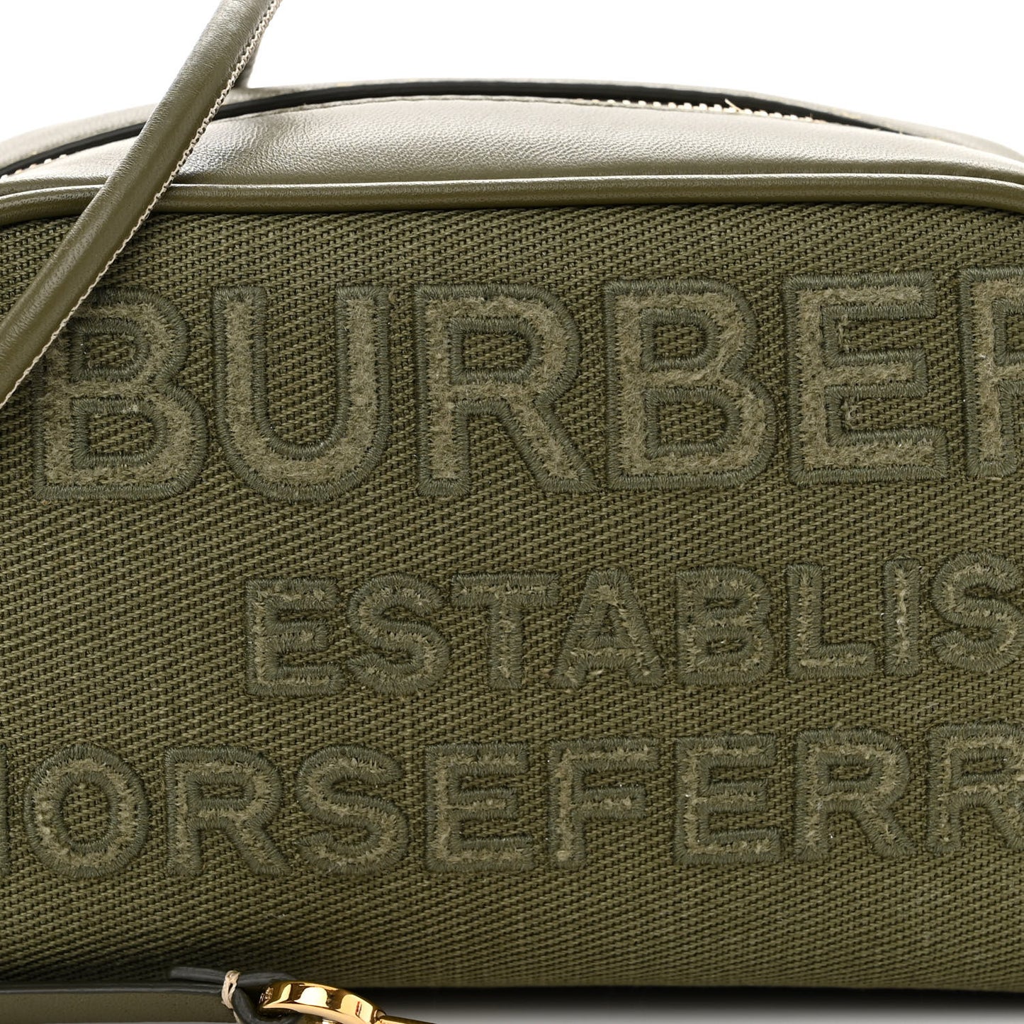 Cotton Canvas Horseferry Print Small Half Cube Crossbody Bag Dark Fern Green