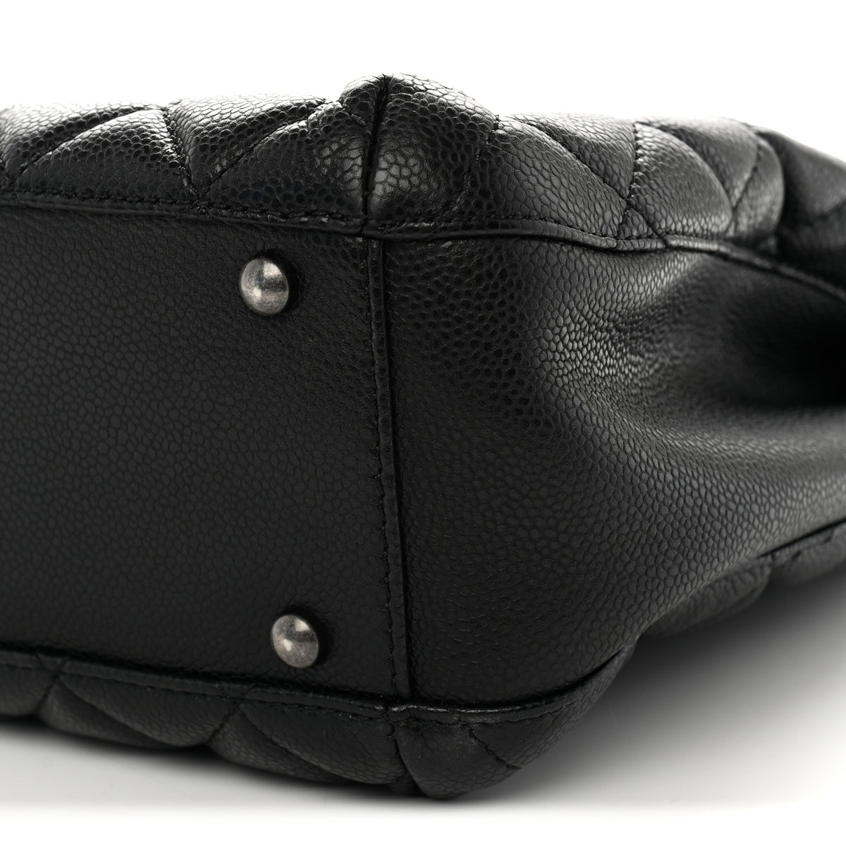 Caviar Quilted City Shopping Tote Black