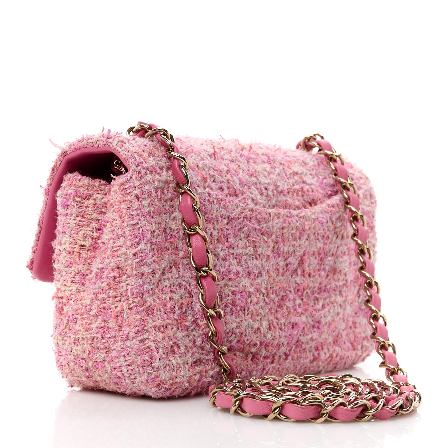 Tweed Quilted Mini Rectangular Flap Pink Orange White