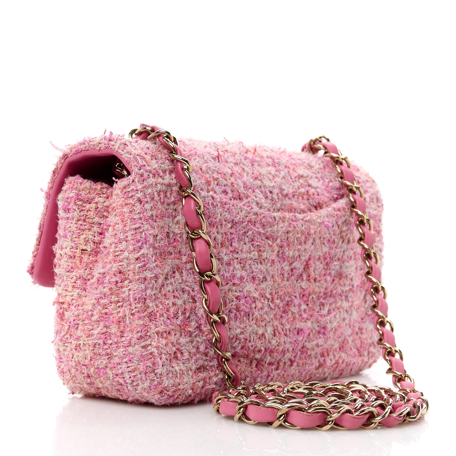 Chanel Tweed Quilted Mini Rectangular Flap Pink Orange White 3 of 15