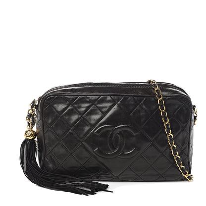Chanel Lambskin Quilted CC Tassel Camera Case Black 1 of 10