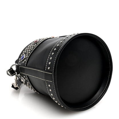 Saint Laurent Smooth Calfskin Studded Small Bahia Drawstring Bucket Bag Black Multicolor 4 of 9