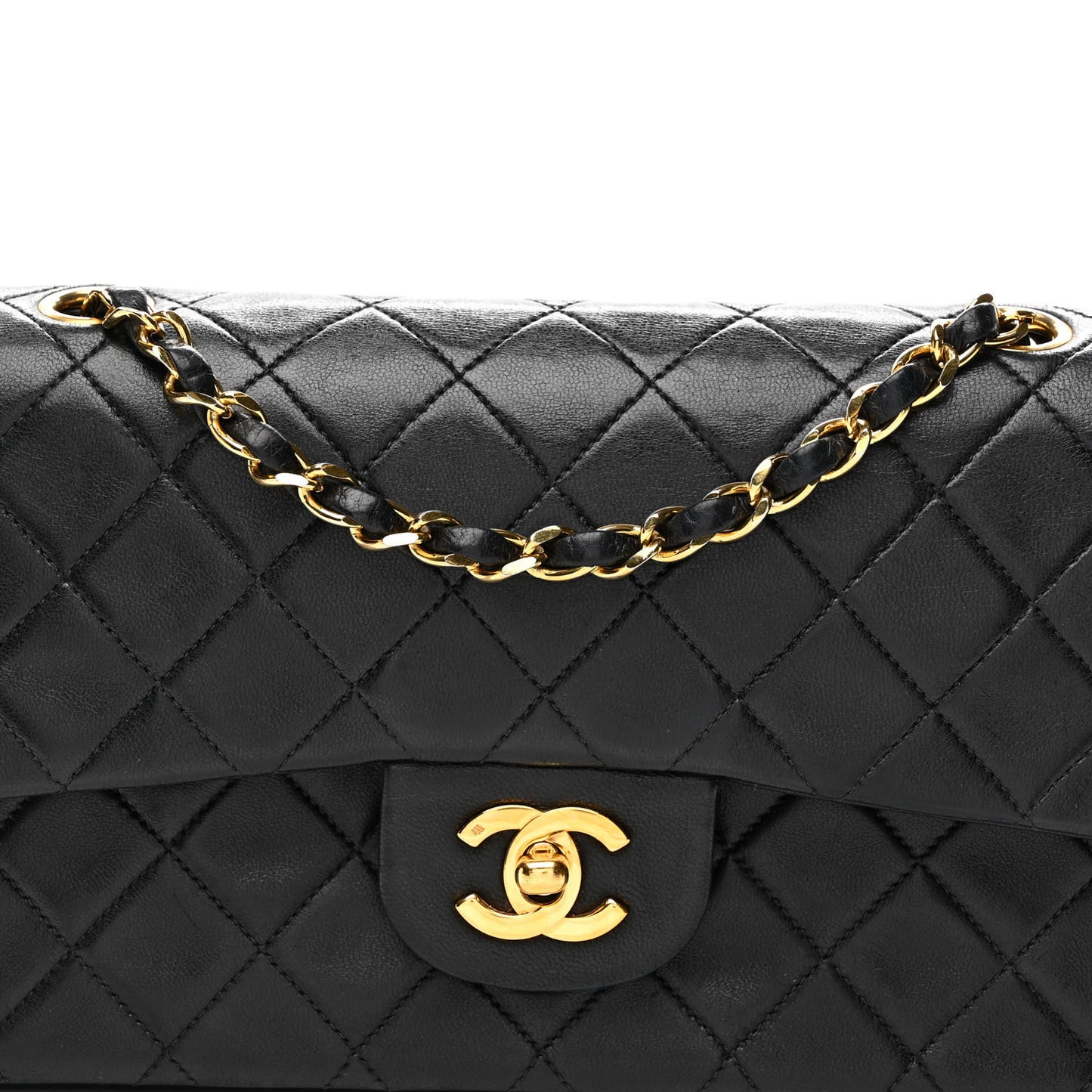 Lambskin Quilted Small Double Flap Black