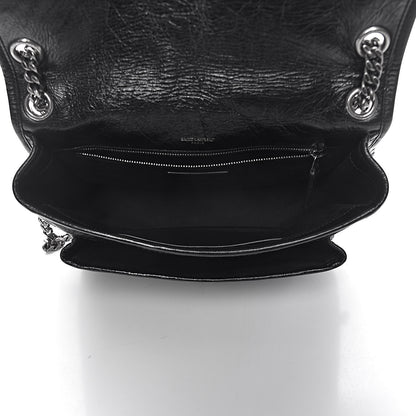 Saint Laurent Crinkled Calfskin Matelasse Monogram Medium Niki Chain Satchel Black 5 of 10