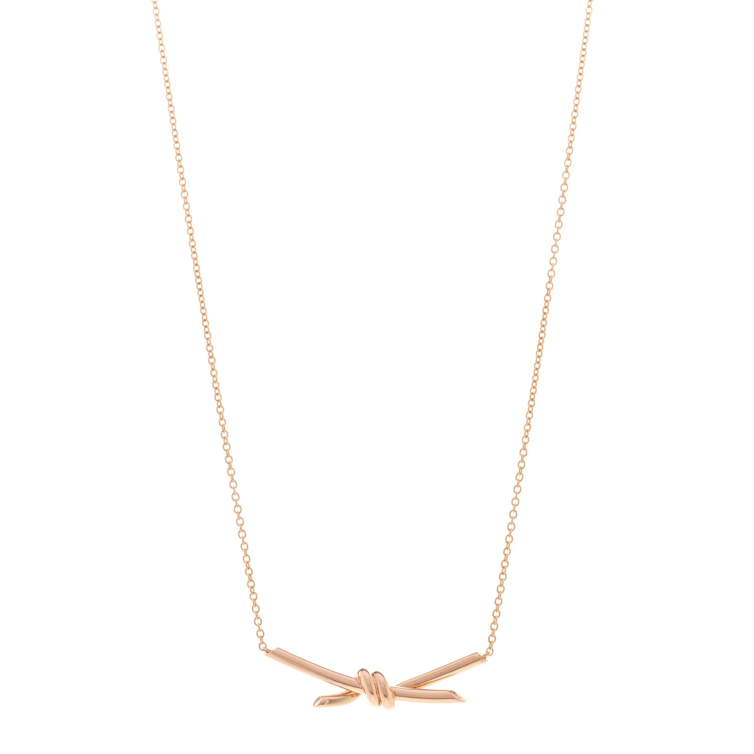 Tiffany 18K Rose Gold Knot Necklace 1 of 5