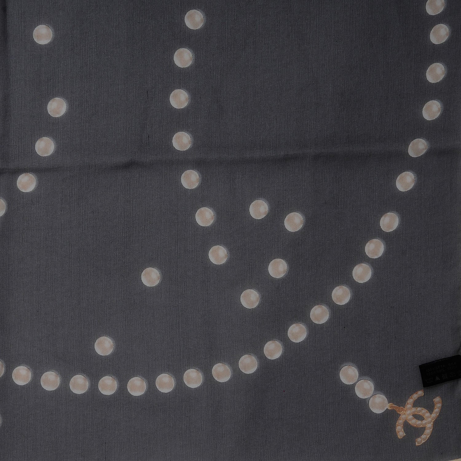 Chanel Silk Muslin Pearl CC Scarf Black 1 of 6