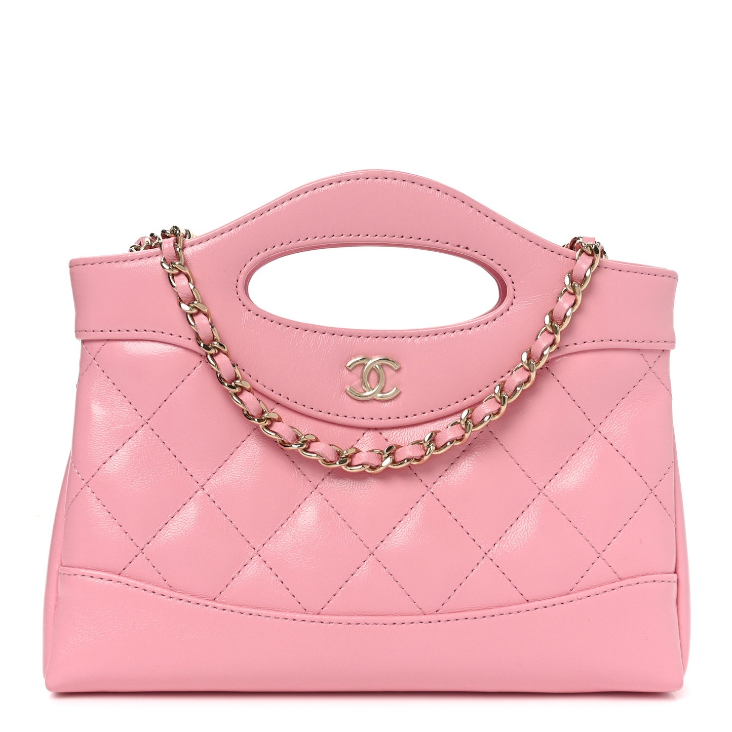 Shiny Lambskin Quilted Nano 31 Shopping Bag Pink