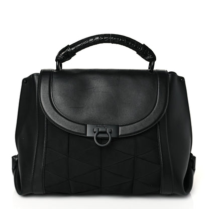Salvatore Ferragamo Calfskin Nylon Suzanna Gancini Satchel Black 1 of 9