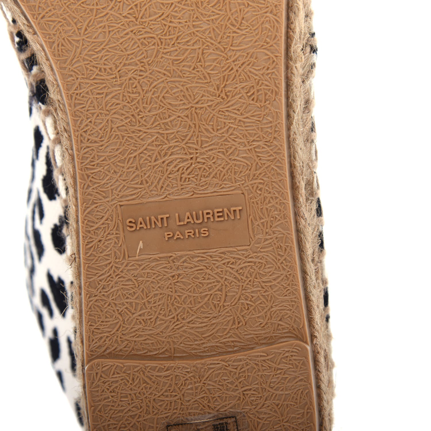 Saint Laurent Canvas Leopard Print Espadrilles 38 Latte Black 10 of 13