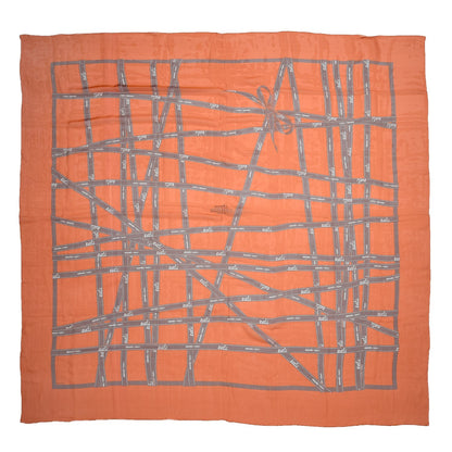 Hermes Silk Mousseline Bolduc Shawl 140 Orange 1 of 5