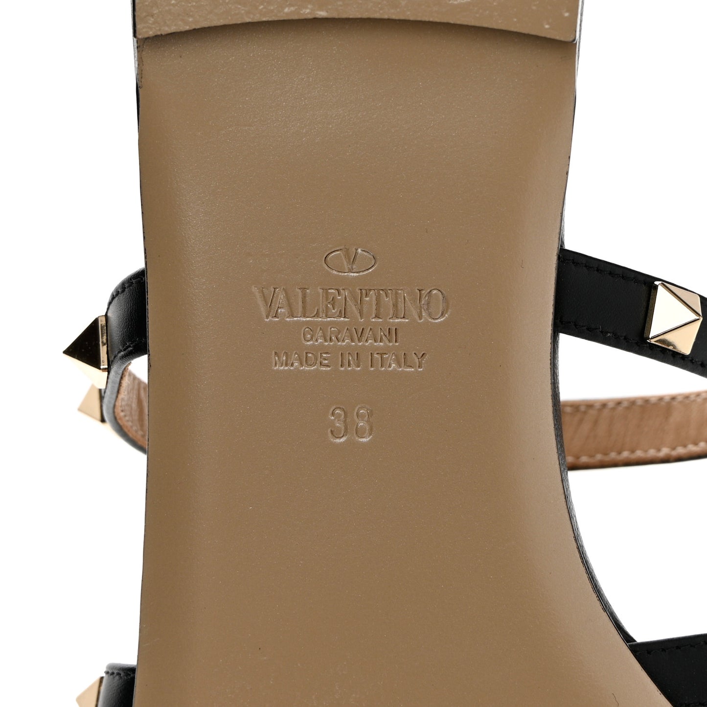 Calfskin Rockstud Caged Flat Slide Sandals 38 Black