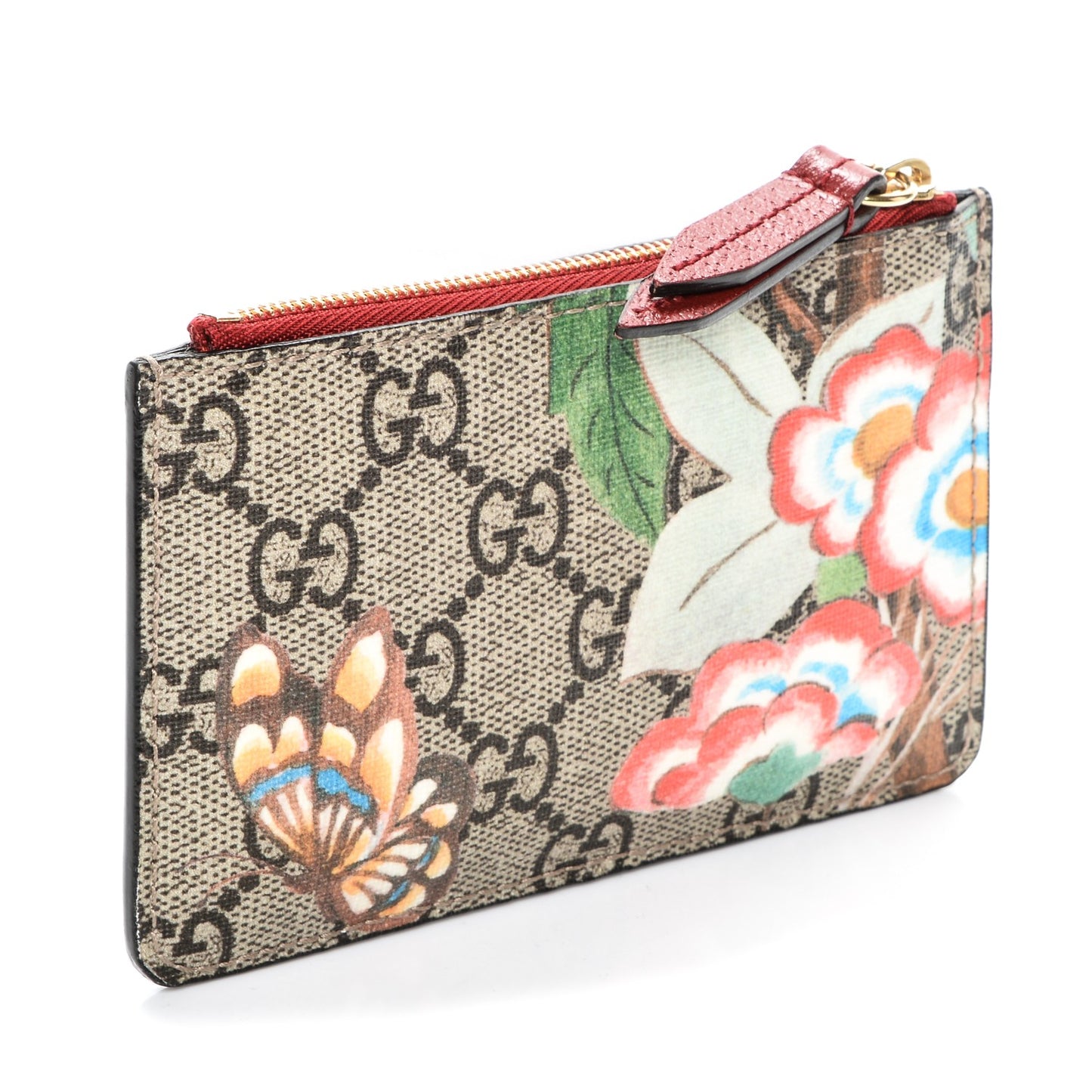 GG Supreme Monogram Tian Key Case Beige Multicolor Red