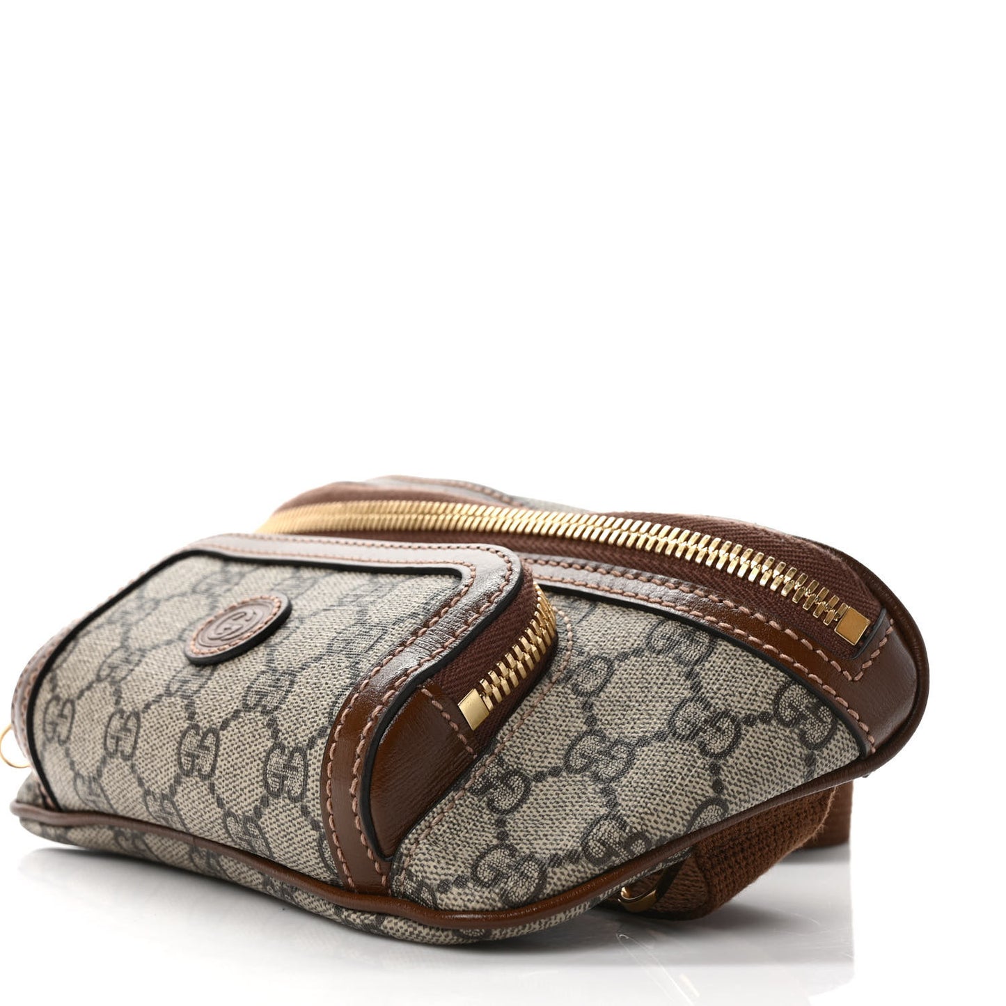 GG Supreme Monogram Textured Calfskin Retro Interlocking G Belt Bag Beige Ebony Brown Sugar