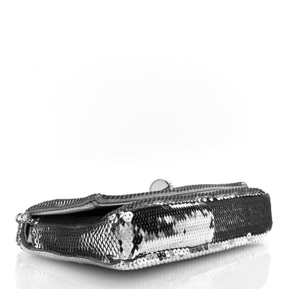 Miu Miu Paillettes Crystal Sequin Flap Argento 4 of 9