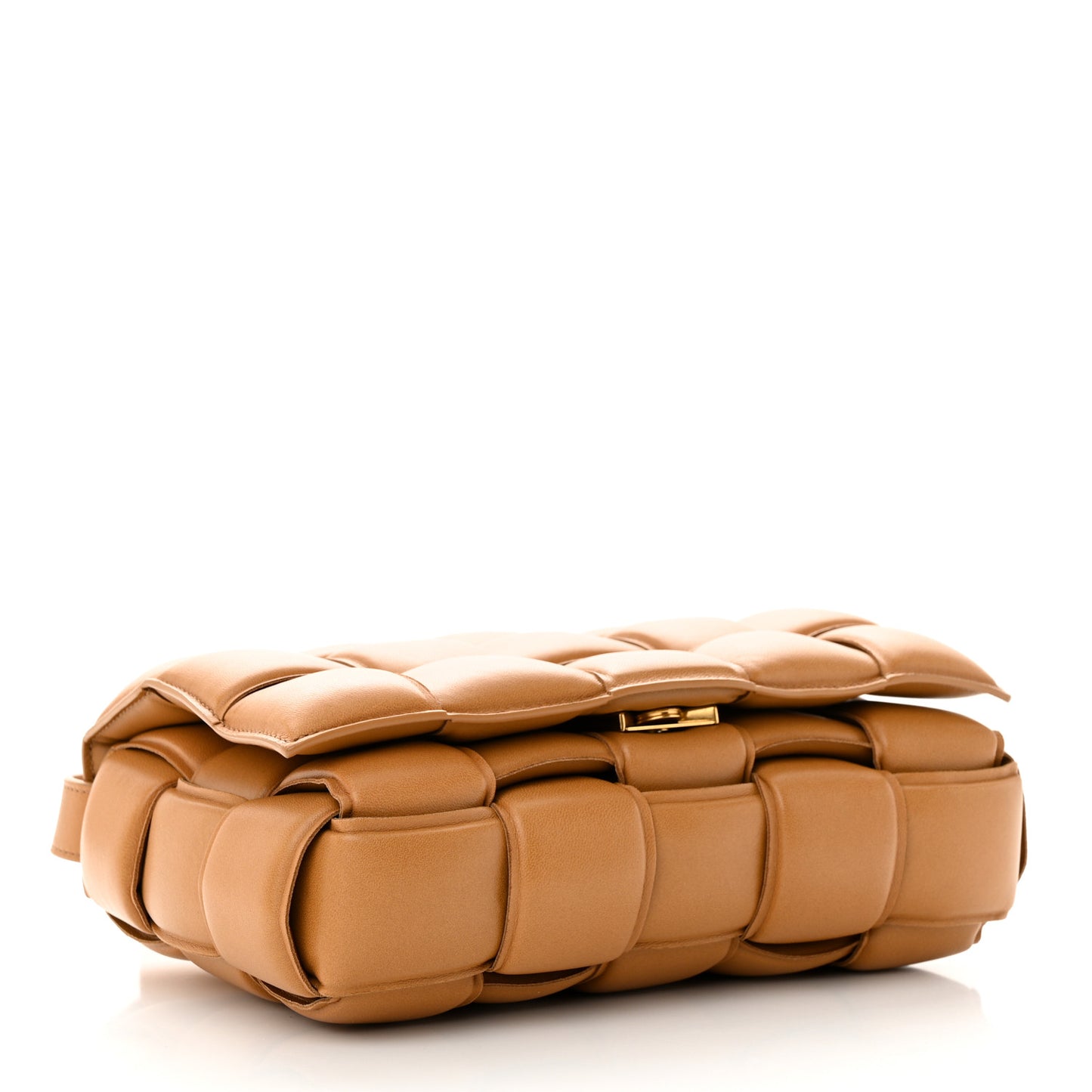 Nappa Maxi Intreccio Padded Cassette Crossbody Bag Caramel
