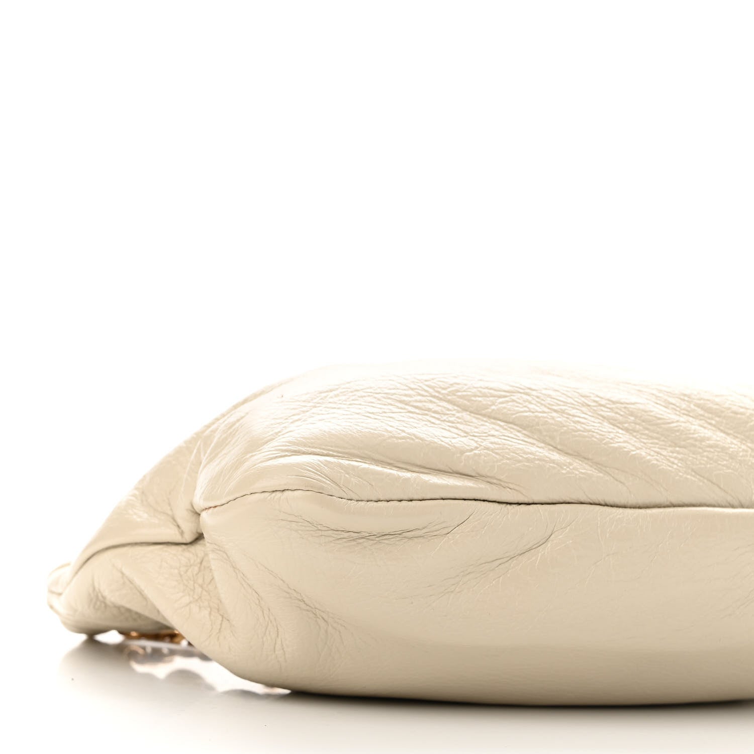 Saint Laurent Calfskin Pac Pac Ruched Hobo Winter White 9 of 10