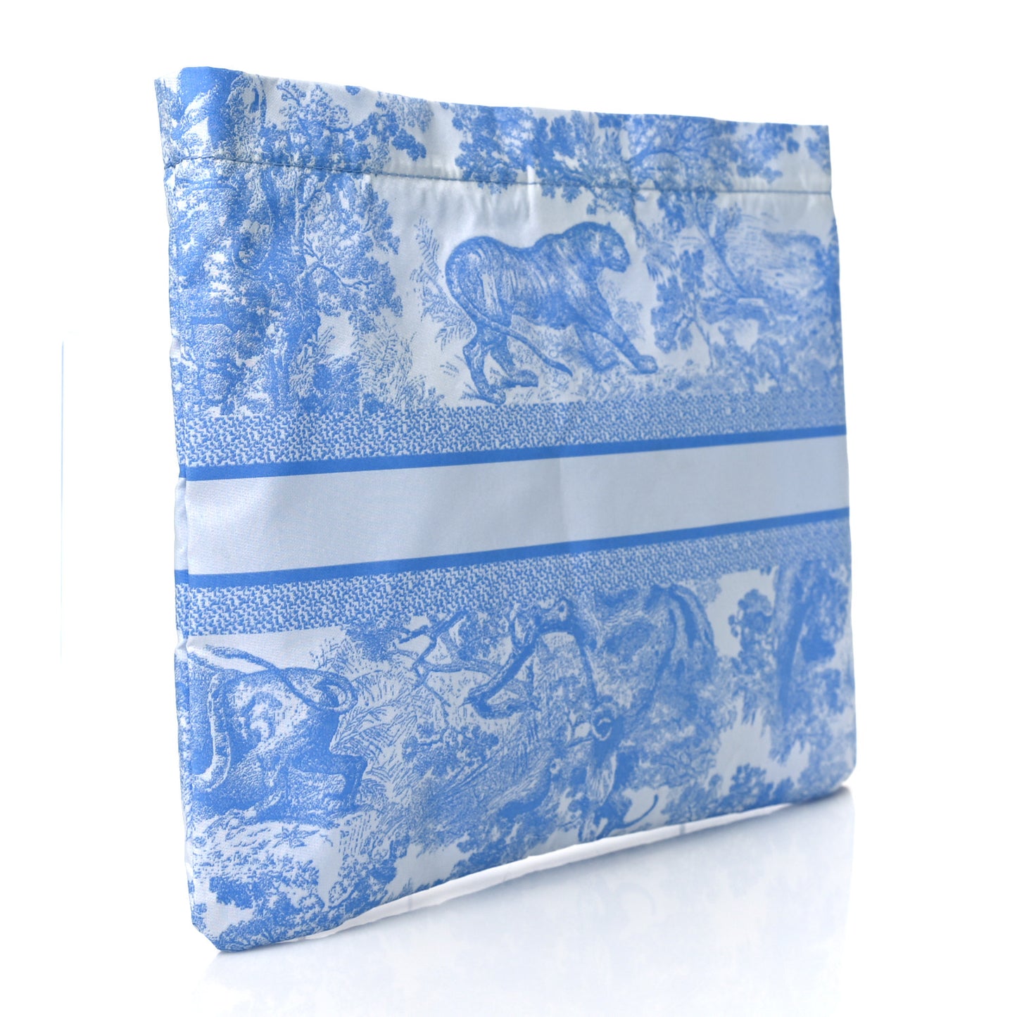 Reverse Technical Fabric Toile De Jouy Diortravel Zipped Pouch Fluorescent Blue