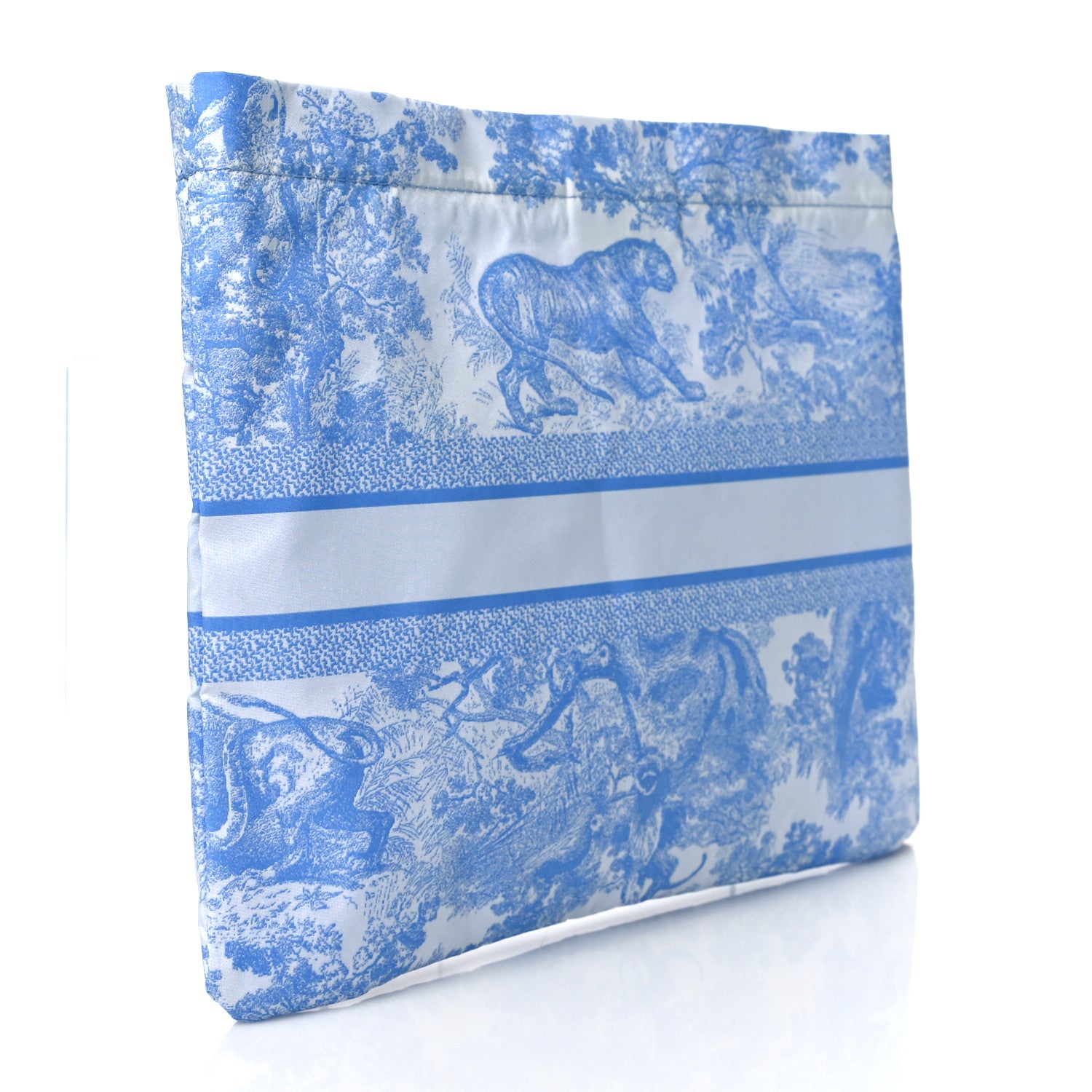 Christian Dior Reverse Technical Fabric Toile De Jouy Diortravel Zipped Pouch Fluorescent Blue 3 of 10