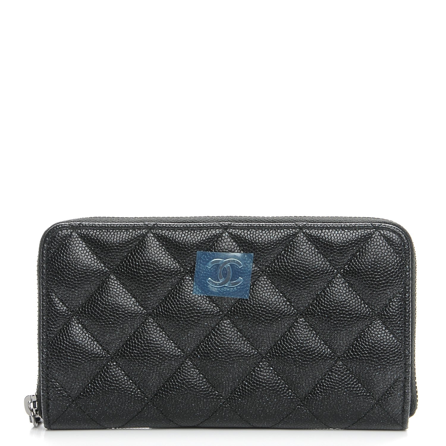 Chanel Iridescent Caviar Quilted Medium Zip Around Wallet Black 1 of 9