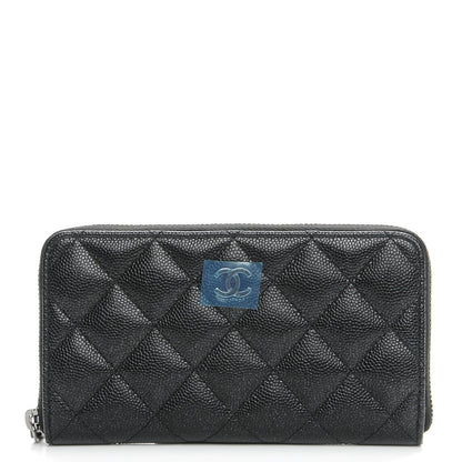 Chanel Iridescent Caviar Quilted Medium Zip Around Wallet Black 1 of 9