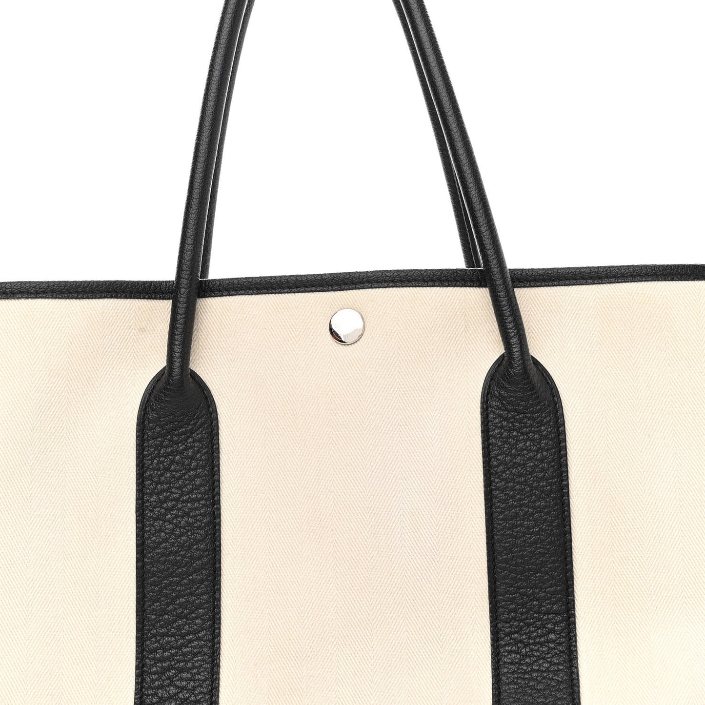 Chevron Herringbone Toile Negonda Garden Party 36 MM Tote Craie Black