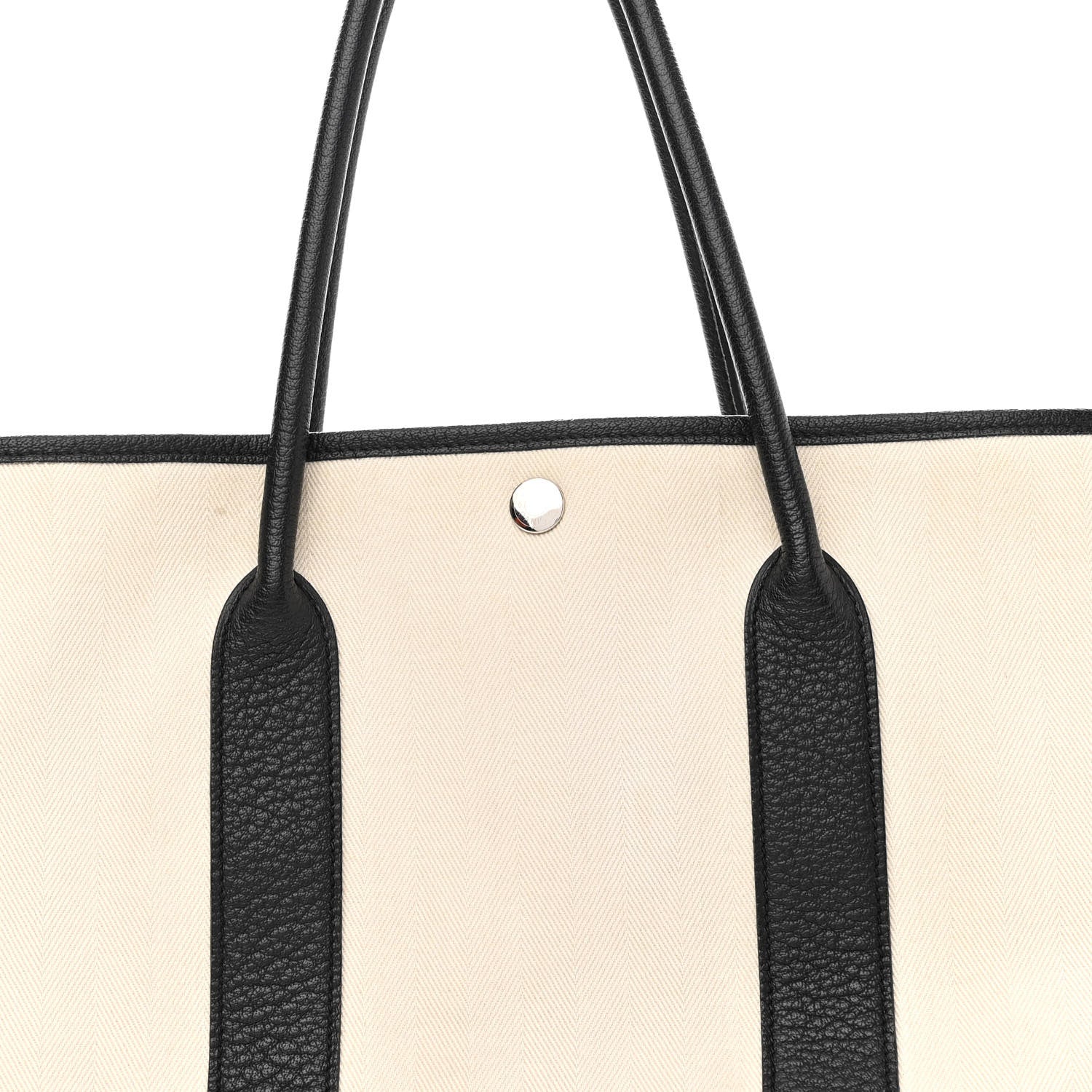 Hermes Chevron Herringbone Toile Negonda Garden Party 36 MM Tote Craie Black 7 of 9