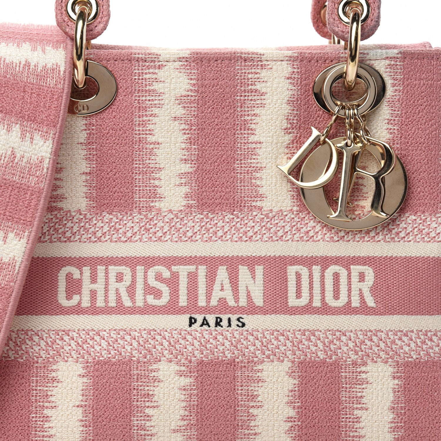 Christian Dior Canvas Medium D-Stripes Lady D-Lite Pink 8 of 13