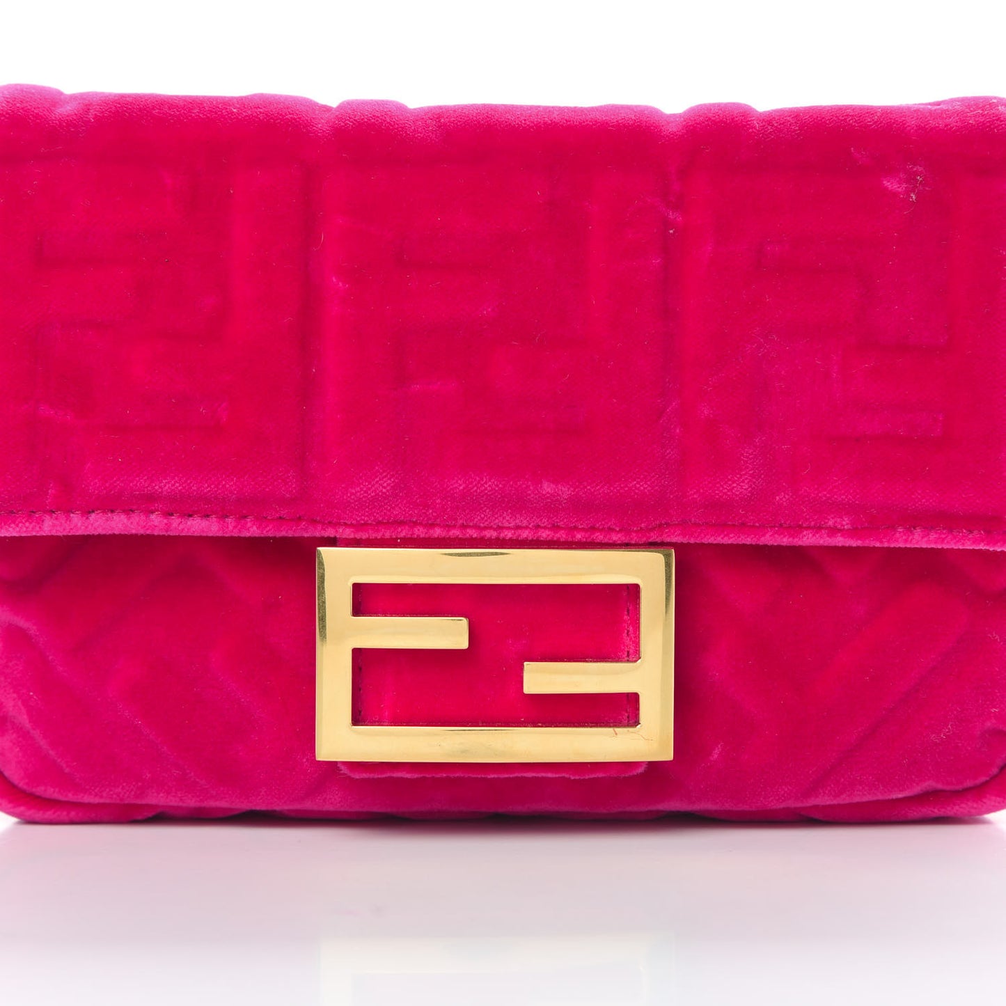Velvet FF Embossed Hip Belt Baguette Bag Fuxia