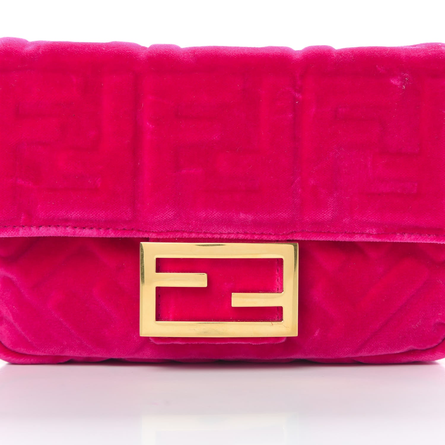 Fendi Velvet FF Embossed Hip Belt Baguette Bag Fuxia 9 of 13
